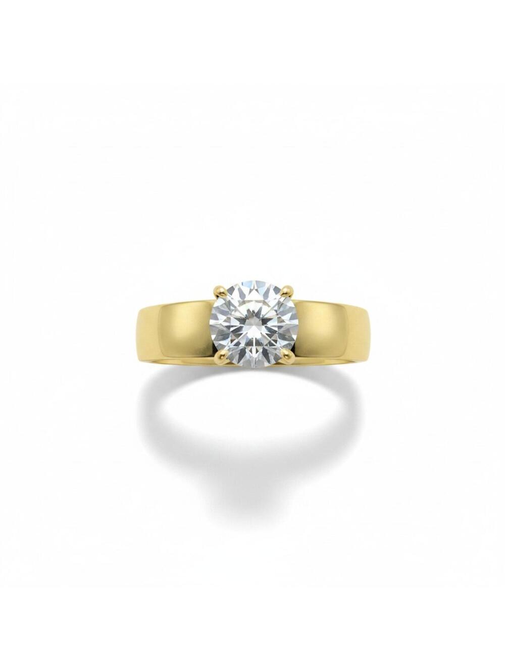 3.46 CTW White Diamond Simulant ETERNO Yellow Ring 2.10 CTW Center Stone